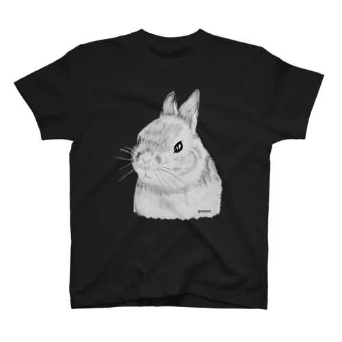 うさぎ　アートモノクロ スタンダードTシャツ