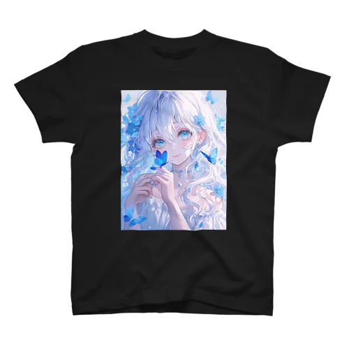 青い蝶と少女 Regular Fit T-Shirt