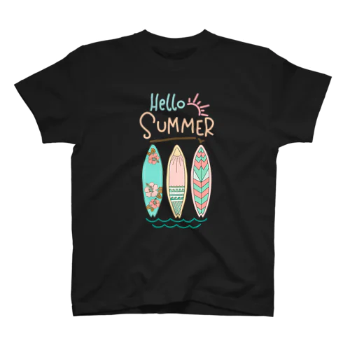 Hello Summer タイポグラフィ グラフィックデザイン Regular Fit T-Shirt
