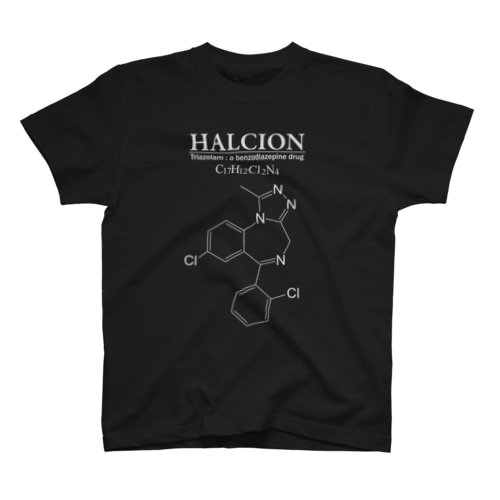 ハルシオン(トリアゾラムを使用した睡眠導入剤[睡眠薬]）：化学：化学構造・分子式 Regular Fit T-Shirt