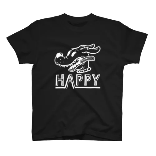 happy dog (white ink) Regular Fit T-Shirt