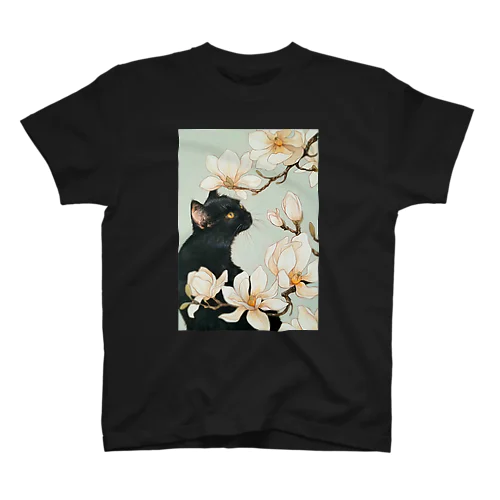 白木蓮と黒猫 티셔츠