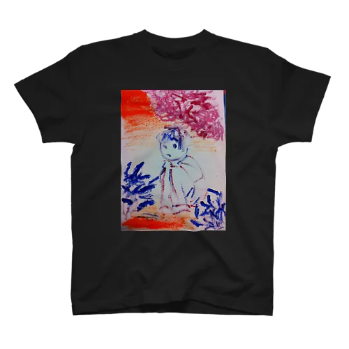 隠れてる少女(イラスト 絵の具 女の子)ふっふ Regular Fit T-Shirt