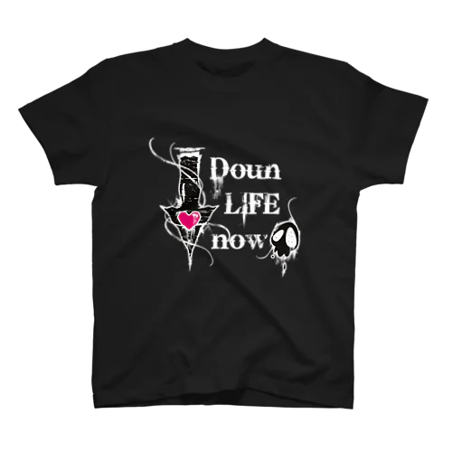 Doun LIFE now-黒- Regular Fit T-Shirt