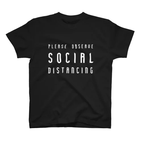 社会的距離を守ろう。 PLEASE SOCIAL DISTANCING 白 スタンダードTシャツ