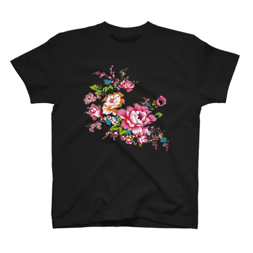 台湾花様 Tシャツブラック スタンダードTシャツ