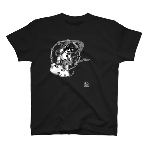 雷神千坊モノクロ Regular Fit T-Shirt