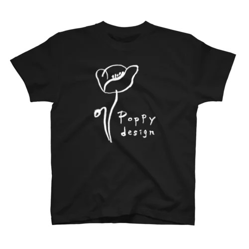 Poppy design 白ライン Regular Fit T-Shirt