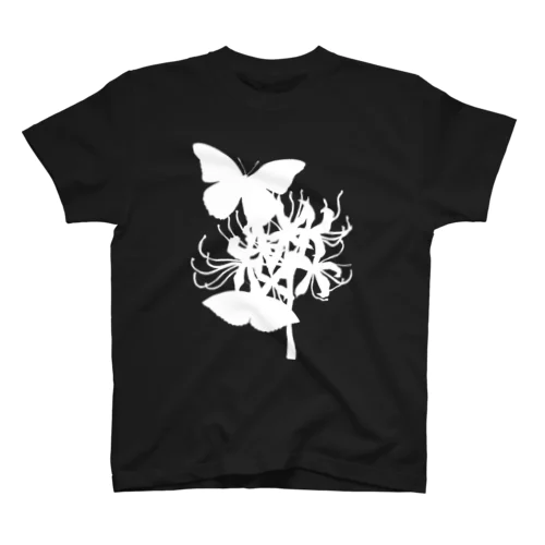 彼岸花と蝶のシルエット(白) Regular Fit T-Shirt