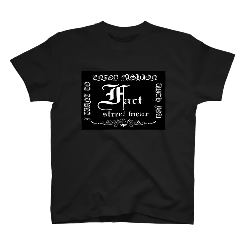 fact street wearメインロゴ1stTブラックホワイト Regular Fit T-Shirt