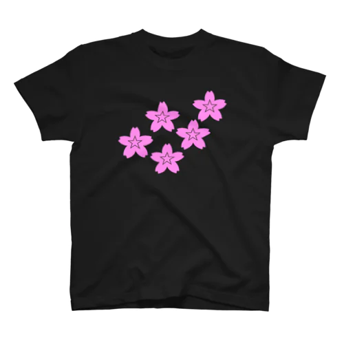 星桜紋（流れ星ピンク）　Star cherry blossom Crest (Shooting star pink）) スタンダードTシャツ