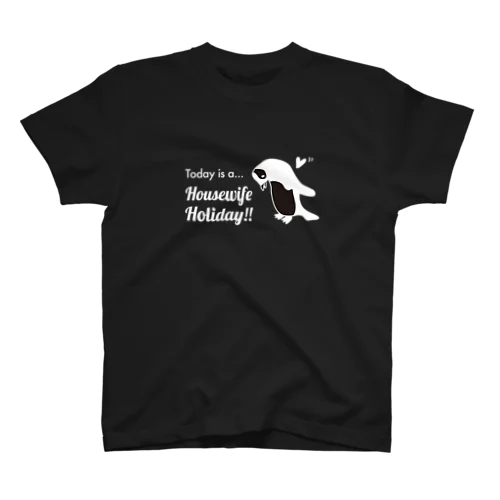 【母の日】 主婦休みの日 ペンギン 黒 Regular Fit T-Shirt