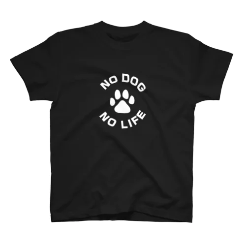 NO DOG NO LIFE 肉球　白抜き 티셔츠