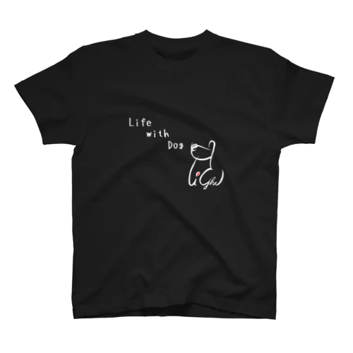 life with dog 白バージョン Regular Fit T-Shirt