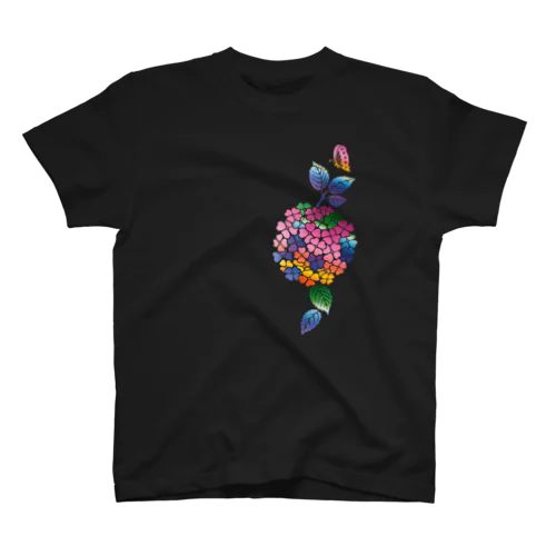 紅型紫陽花蝶乃図 Regular Fit T-Shirt