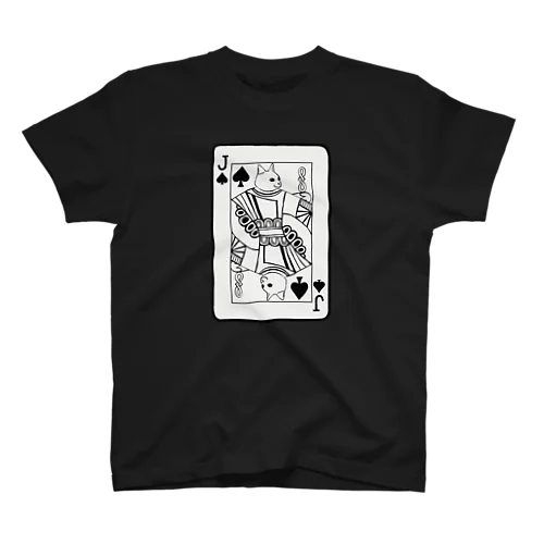 猫とトランプ　ジャック　モノクロ Regular Fit T-Shirt