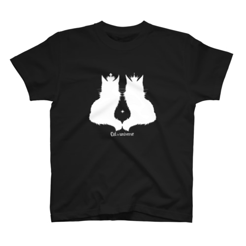 冠と二匹のねこ（白シルエット） Regular Fit T-Shirt