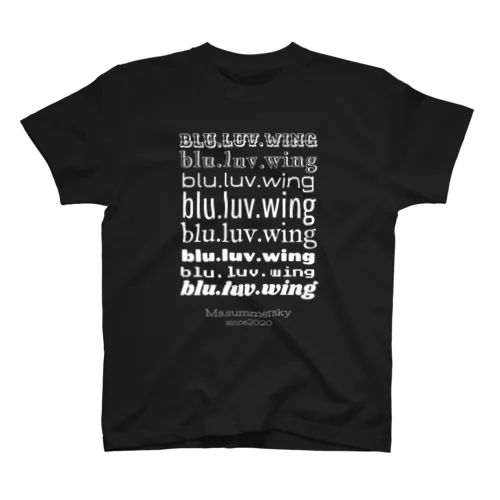 blu.luv.wing 白文字 Regular Fit T-Shirt