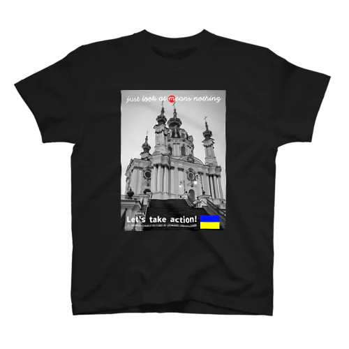 ウクライナ応援T （St Andrew）BLKバージョン Regular Fit T-Shirt