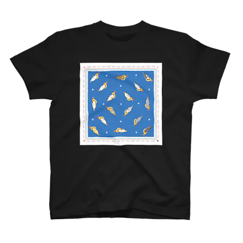 ピスピスゆーて寝るネコたち【青】 スタンダードTシャツ