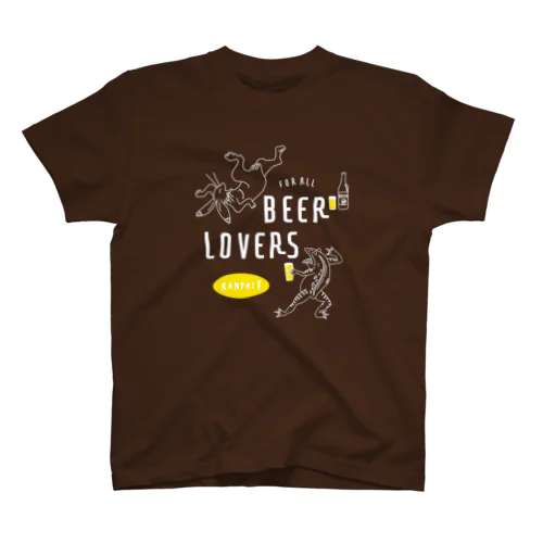 名画 × BEER（鳥獣戯画・すべてのビール好きのために）白線画 スタンダードTシャツ