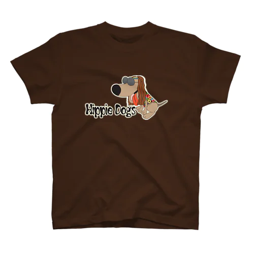 Hippie dogs 枠付 Regular Fit T-Shirt