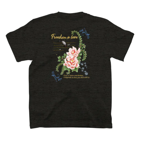 牡丹と蝶デザイン Regular Fit T-Shirt