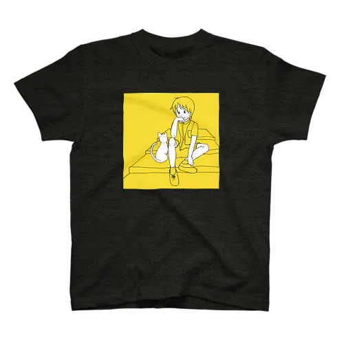 階段の白猫と男のコ。 Regular Fit T-Shirt