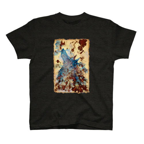 Watercolor wolf - carob & blue スタンダードTシャツ