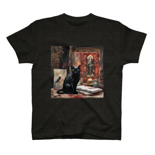 絵画風の黒猫🐈‍⬛ Regular Fit T-Shirt