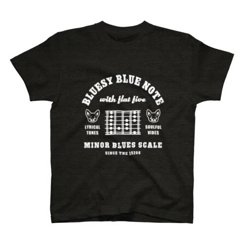 ギタースケール　MINOR BLUES SCALE（白線） Regular Fit T-Shirt