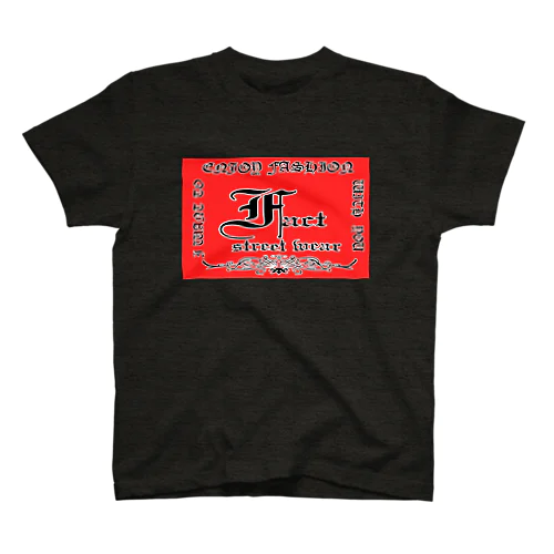 fact street wear メインロゴ1st T黒赤 スタンダードTシャツ