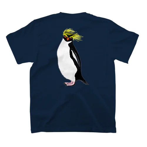 風に吹かれるイワトビペンギンさん(文字無しバージョン) バックプリント スタンダードTシャツ