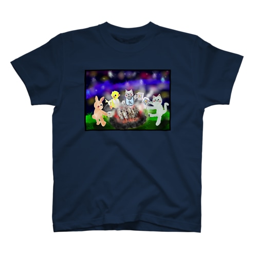 夜空キャンプ【ゆめかわアニマル】 Regular Fit T-Shirt