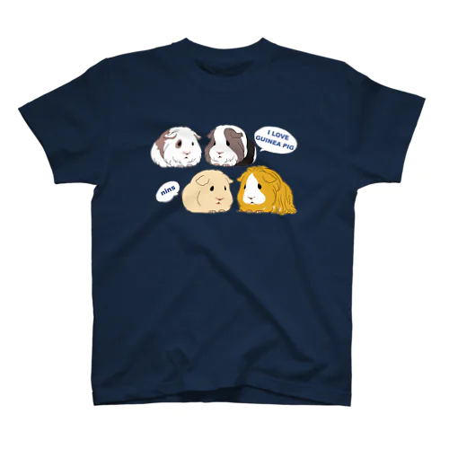 4匹のモルモット・I LOVE GUINEA PIG スタンダードTシャツ