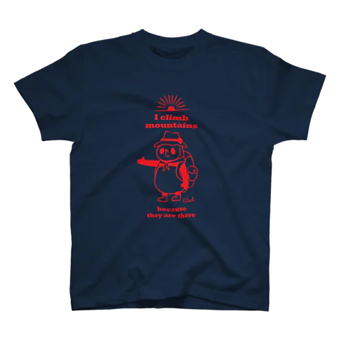 トレイルランパンダ【I climb mountains】レッド Regular Fit T-Shirt