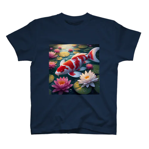 蓮の花咲く池錦鯉 Regular Fit T-Shirt