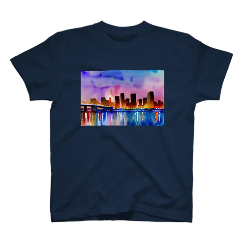 水彩画の夜景 Regular Fit T-Shirt