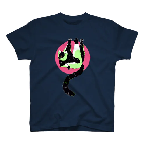 クロシロエリマキキツネザル/ピンク Regular Fit T-Shirt