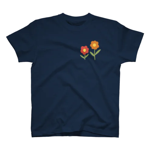 赤いお花✕オレンジのお花 スタンダードTシャツ