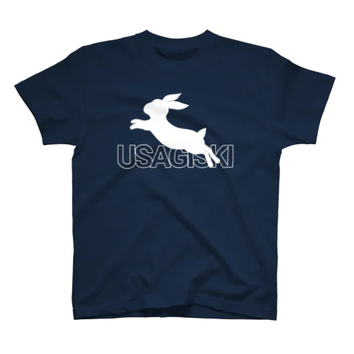 USAGISKI白ロゴTシャツ Regular Fit T-Shirt