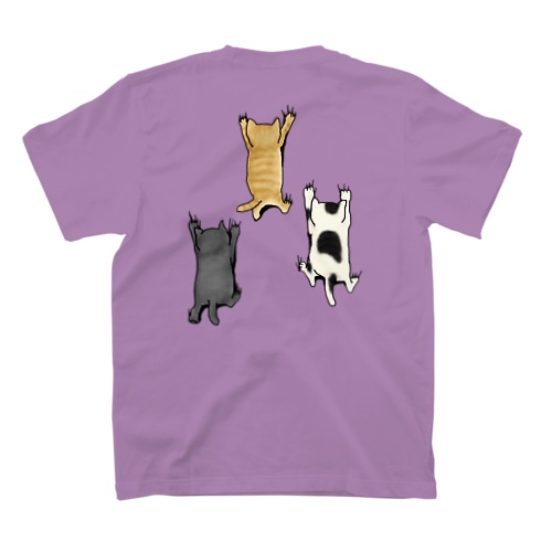 バックプリントver. 登ってくるネコたち Regular Fit T-Shirt