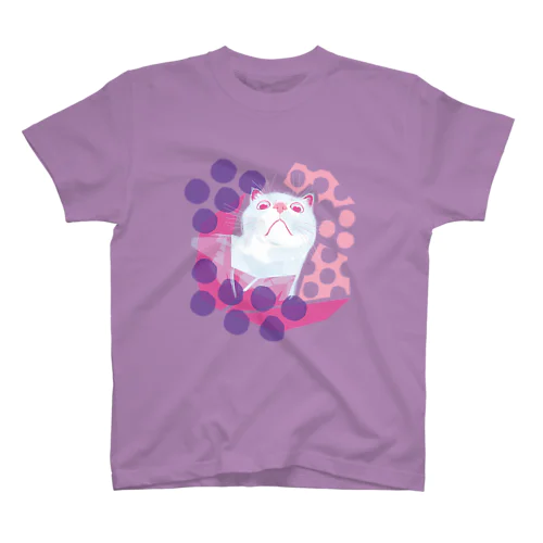 水玉と猫 -polka dots and cat-（桃紫） 티셔츠