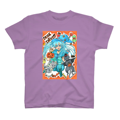 ⋆⸜🍭trick or treat🍬⸝⋆魔法少女miku with 使い魔にゃんズ Regular Fit T-Shirt