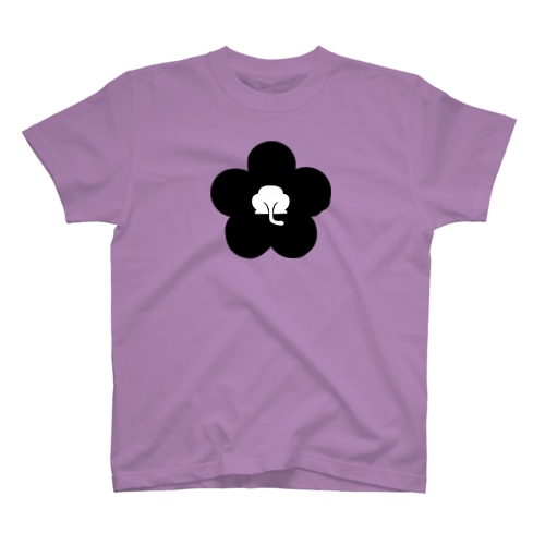 動物家紋。H.T.（裏梅ネコ尻）黒 Regular Fit T-Shirt