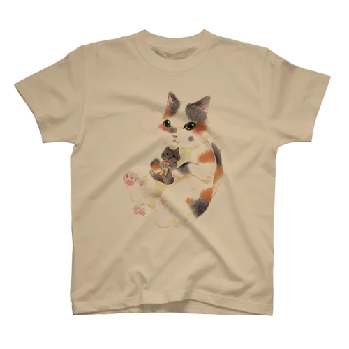 ぬいぐるみぎゅっ　三毛猫 スタンダードTシャツ