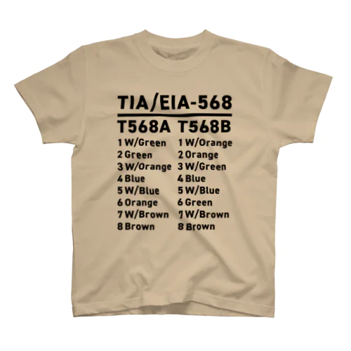 LANケーブル結線規格(黒字) Regular Fit T-Shirt