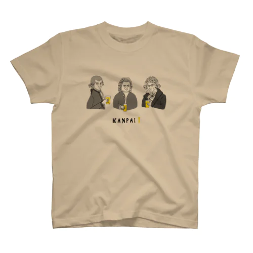偉人 × BEER（三人の音楽家）黒線画 티셔츠
