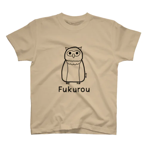 Fukurou (フクロウ) 黒デザイン スタンダードTシャツ