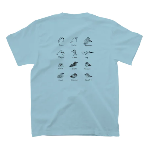 野鳥　モノクロ スタンダードTシャツ